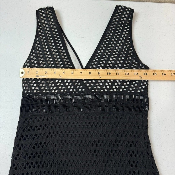 Sandro Paris Paola Mini Dress Size 1 Black Lace Crochet‎ Sleeveless Deep V Neck - Picture 14 of 16